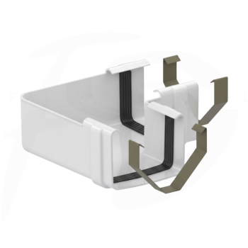 Narożnik uniwersalny rynny kwadratowej ∅ 135 PVC firmy KROP w kolorze białym