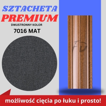 Sztacheta ogrodzeniowa wąska Premium firmy GARD dwustronny kolor matowy ciemny grafit zakończenie proste