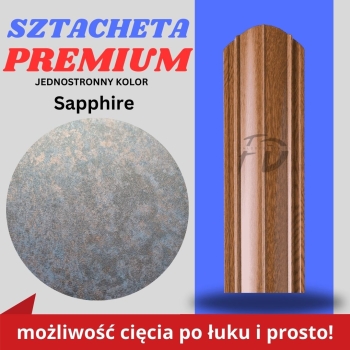 Sztacheta ogrodzeniowa wąska Premium firmy GARD jednostronna kolor drewnopodobny Sapphire zakończenie półokrągłe