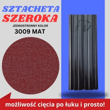 Sztacheta ogrodzeniowa szeroka firmy GARD jednostronna powłoka matowa kolor kasztanowy zakończenie proste